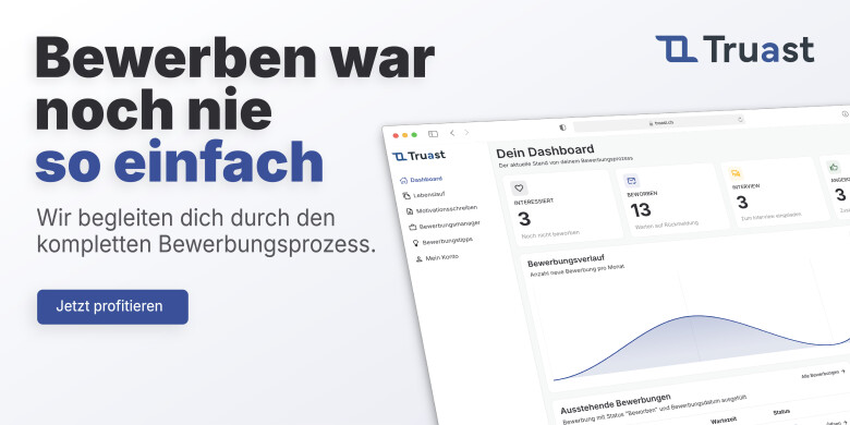 Lebenslauf, Motivationsschreiben und Interviewtrainer von Truast, 50 % Rabatt auf Premium für FH-Mitglieder